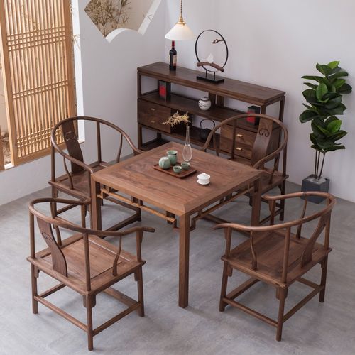 方桌禅意新中式中式胡桃木八仙桌现代简约4人餐桌家具实木餐桌